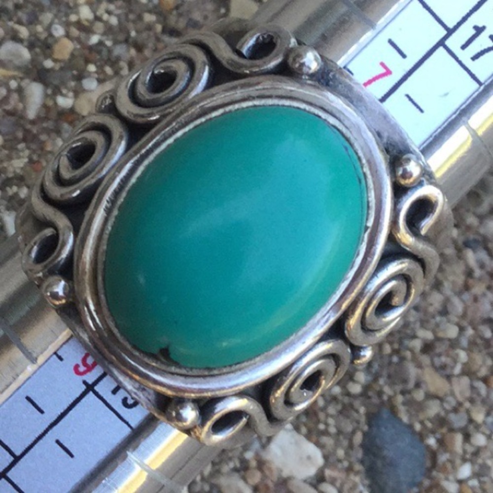925 silver turquoise green color cigar band 8.5
